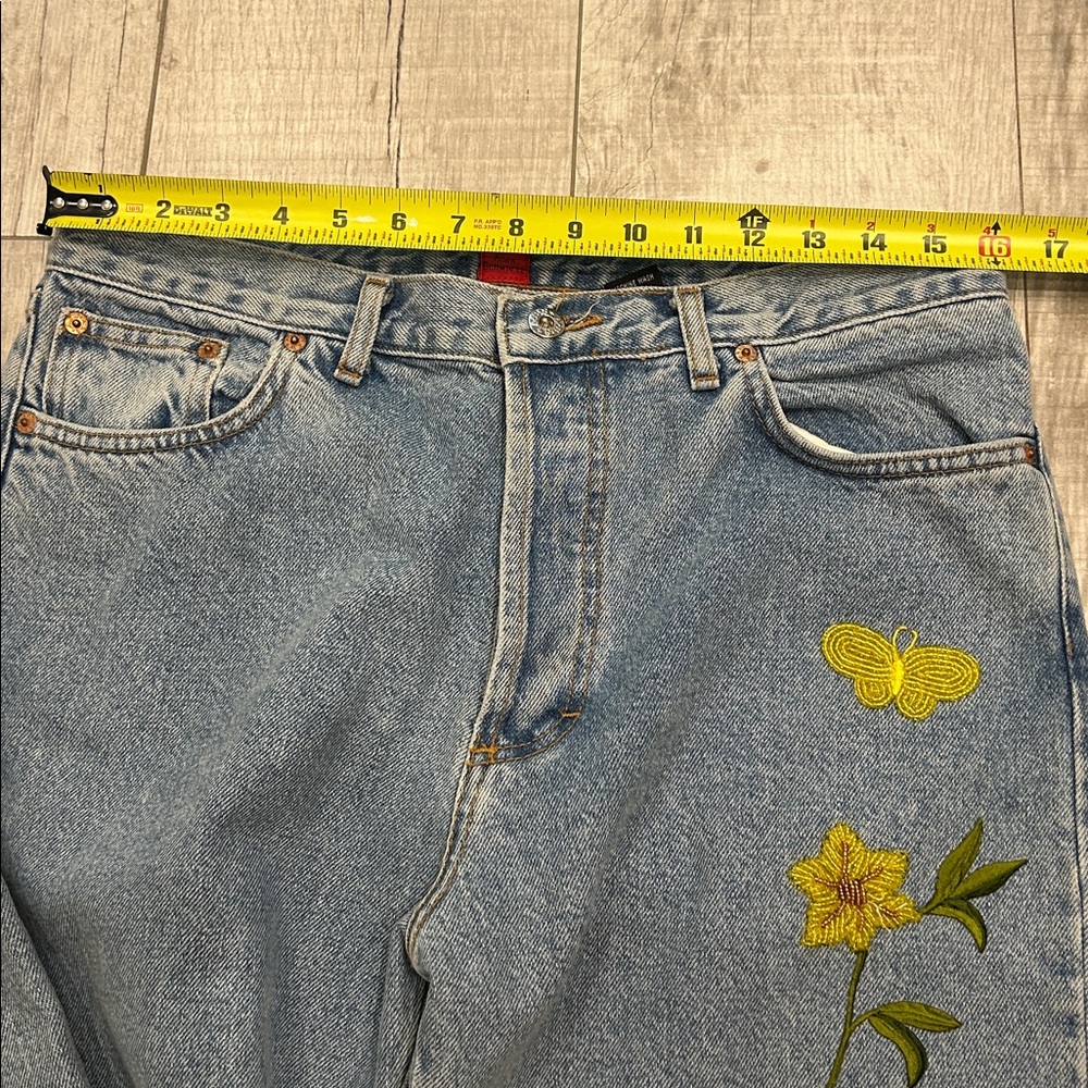 Allen B. By Allen Schwartz Blue Jeans SZ 12 Butterfly & Floral Embroidery - Picture 13 of 15